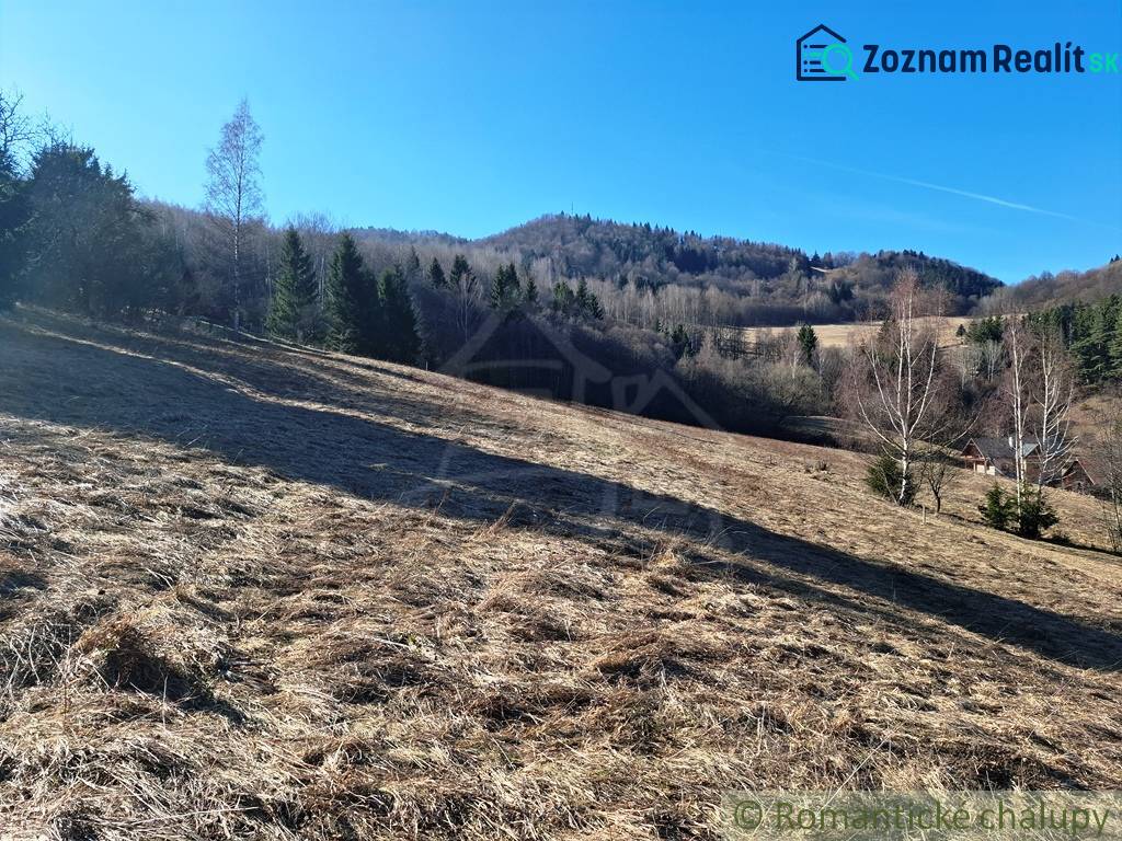 Landwirtschaftliche und forstwirtschaftliche Flächen in Hronec mit grasbewachsenen Hügeln und Bäumen im Hintergrund.