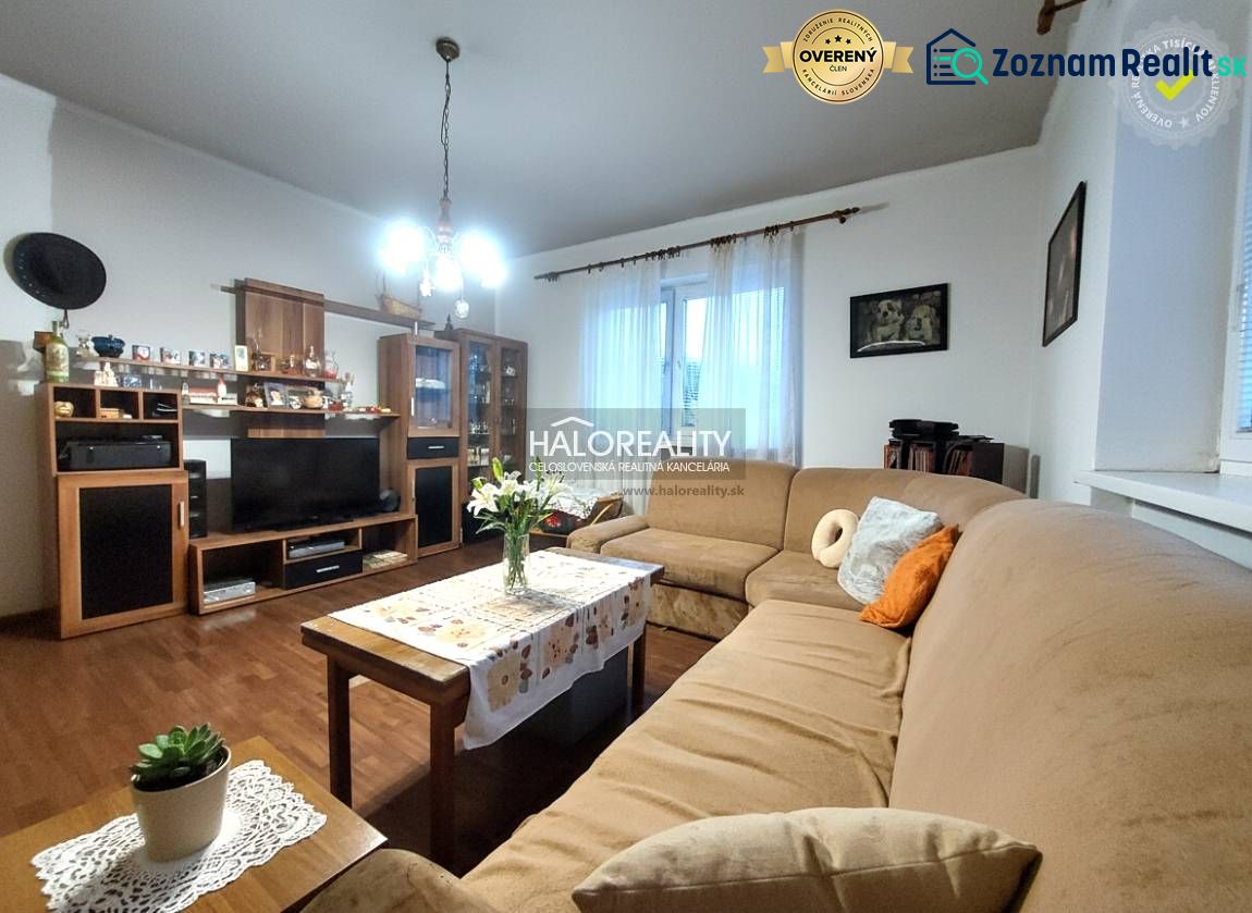 Wohnzimmer mit Ecksofa, Holzboden-Dekor und Zimmerpflanze.