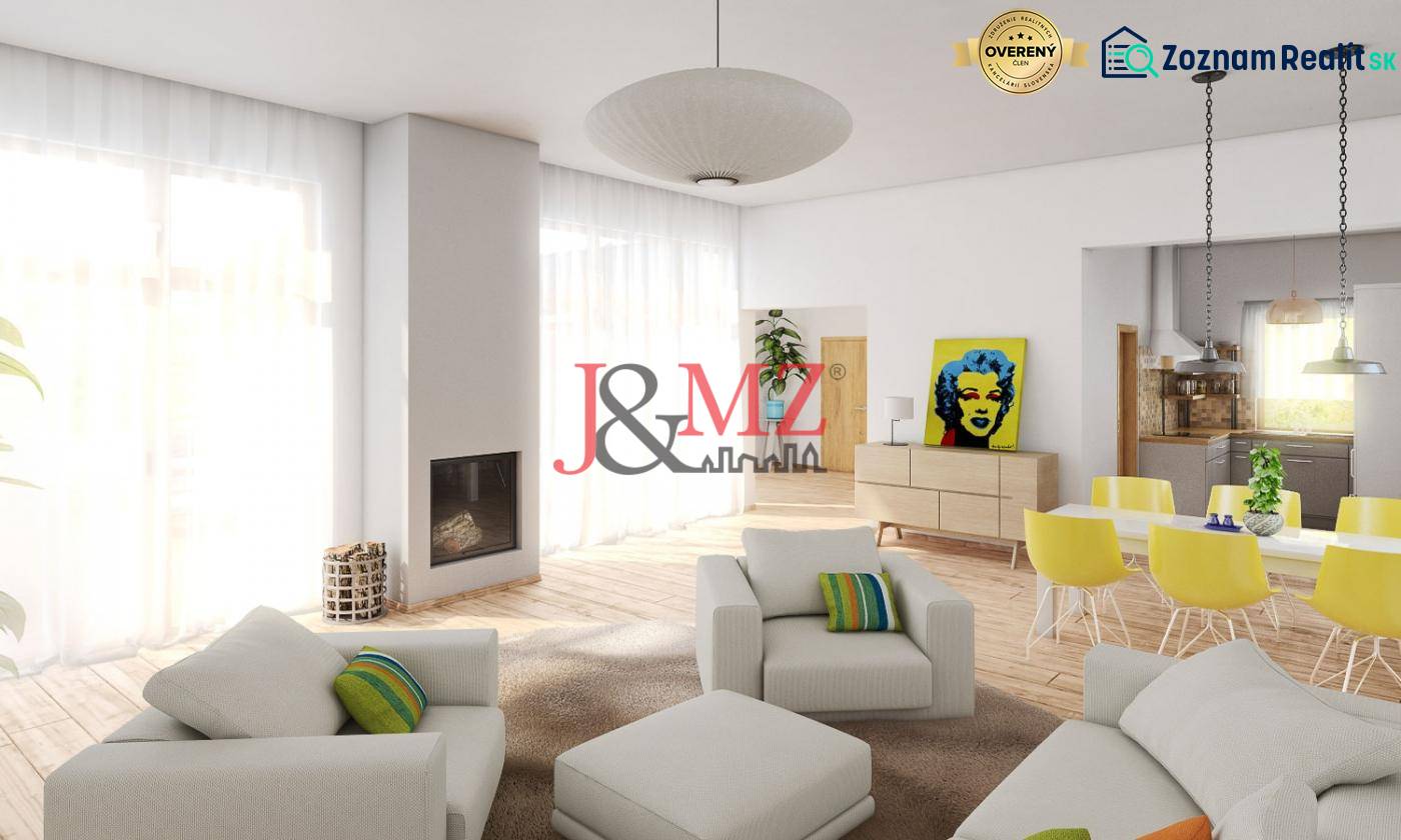Ein Interieur mit Holzboden, bequemen Sitzgelegenheiten und Dekorationen in einem Einfamilienhaus.
