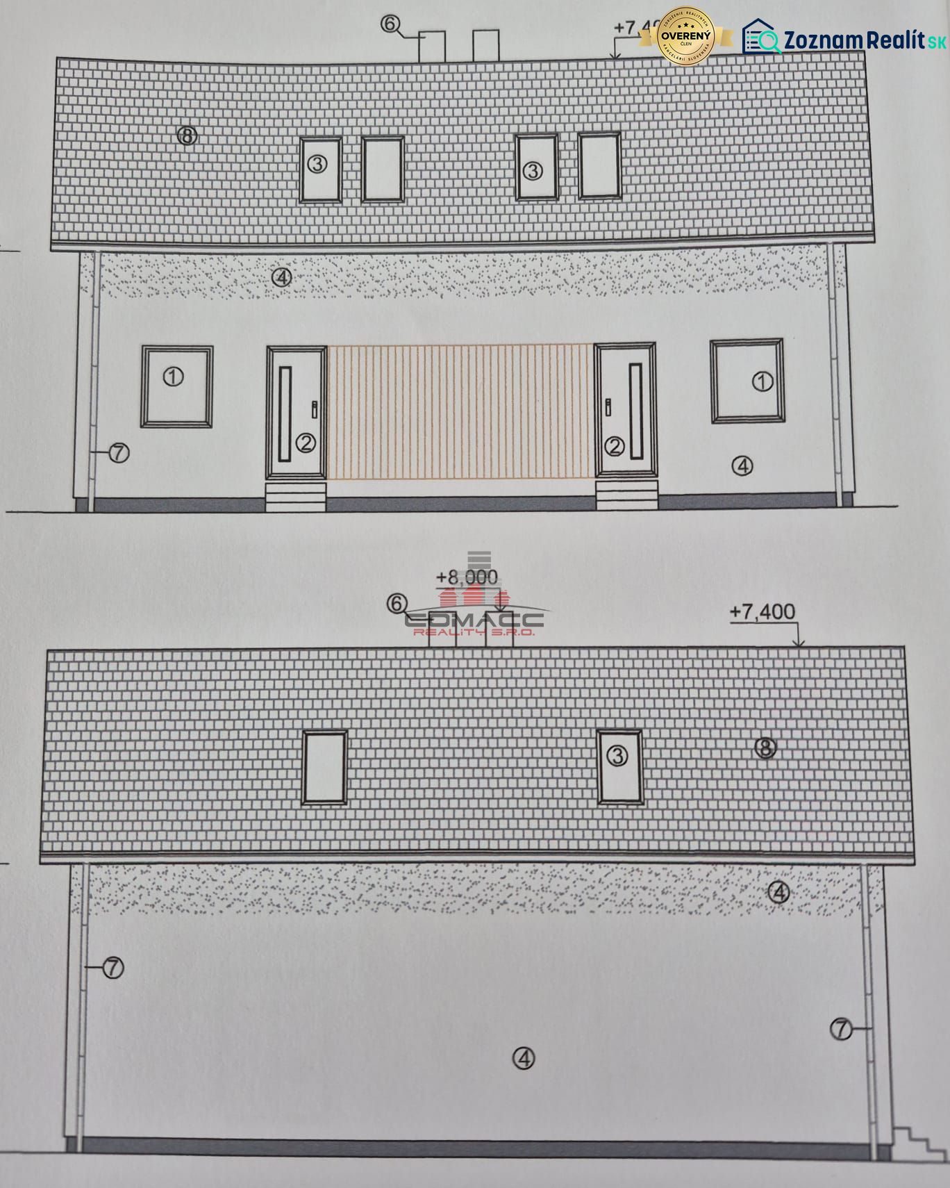 Projekt eines Einfamilienhauses in Sasinkovo in der Sasinkovo-Straße mit einfacher Dachkonstruktion.