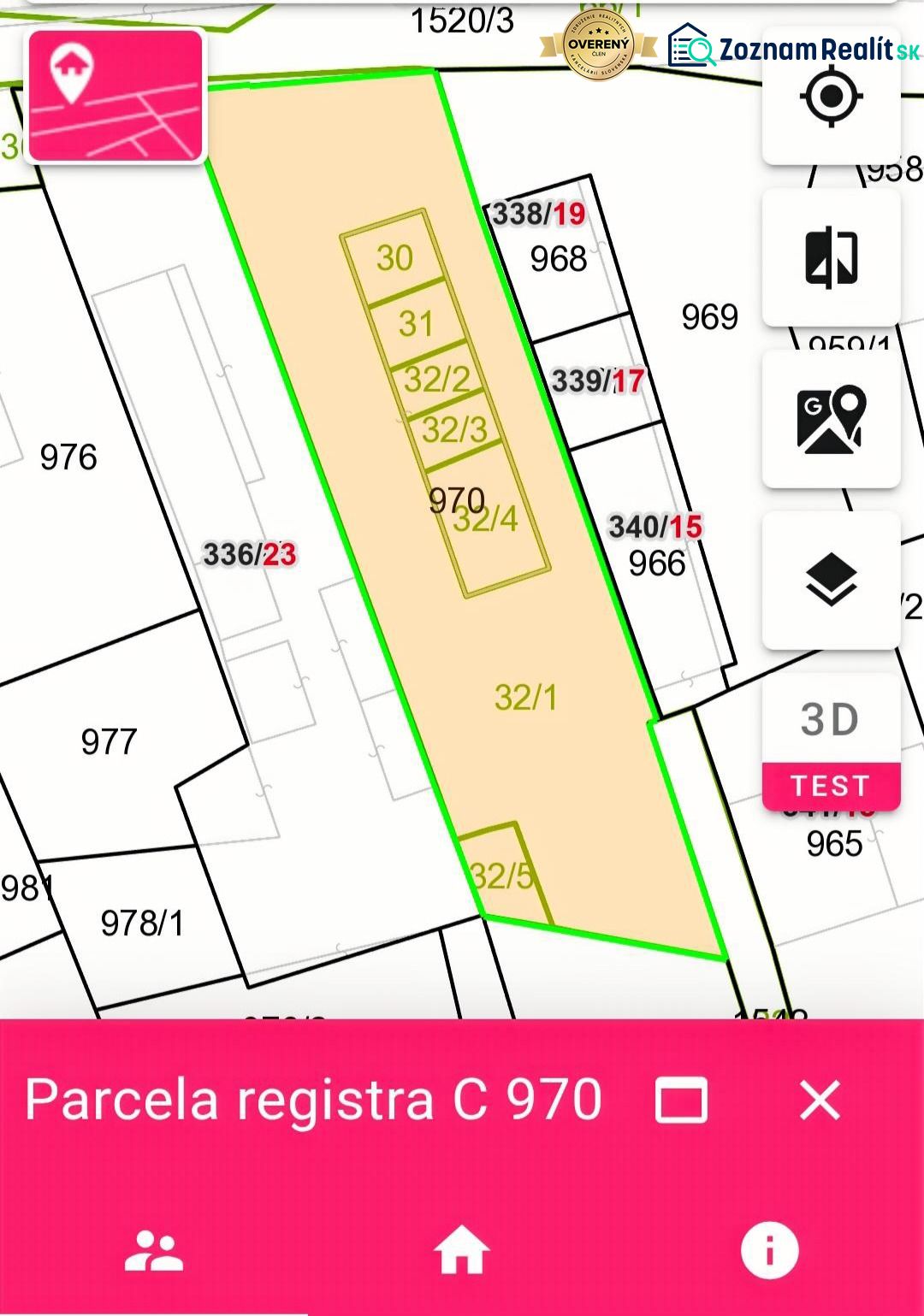 Grundstücksplan in der Štúrova-Straße in Nitrianske Rudno, bestimmt für Wohnbaugrundstücke.