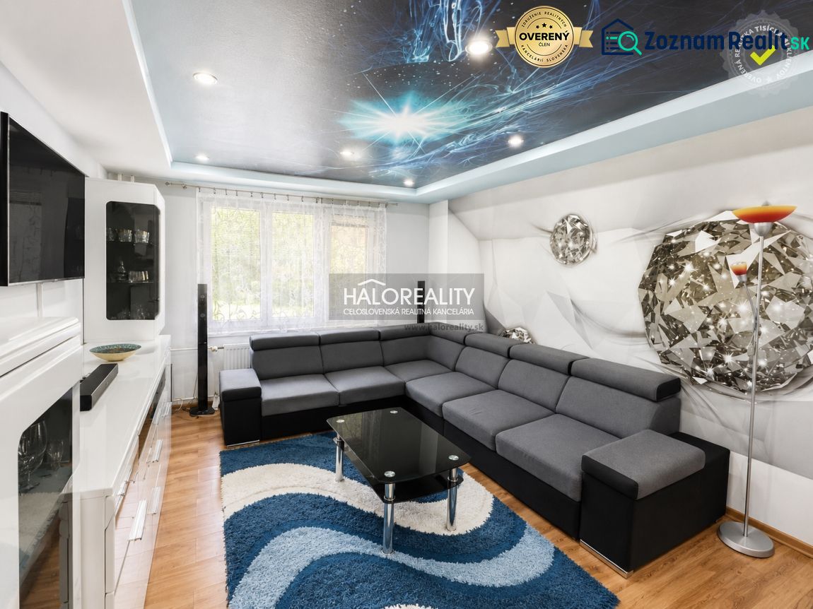Wohnzimmer in einer Einzimmerwohnung mit einem bequemen Sofa, dekorativer Decke und einem Boden mit Holzdekor.