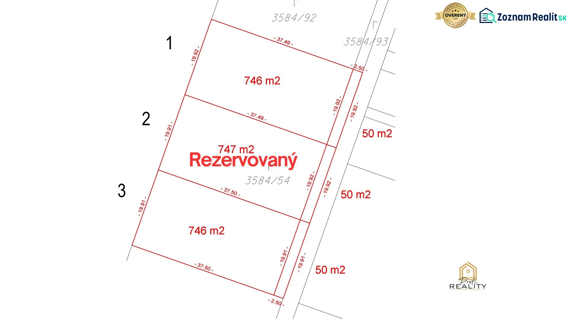 Grundstücksplan in der Zlatobanská-Straße in Prešov für Wohnzwecke, eines ist reserviert.