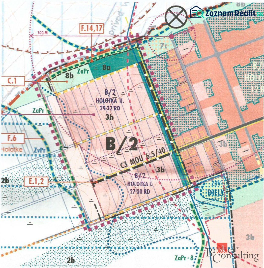 Der Plan zeigt das Grundstücksplan - Wohnen in Lužianky, mit Details über das Gebiet und die Infrastruktur.