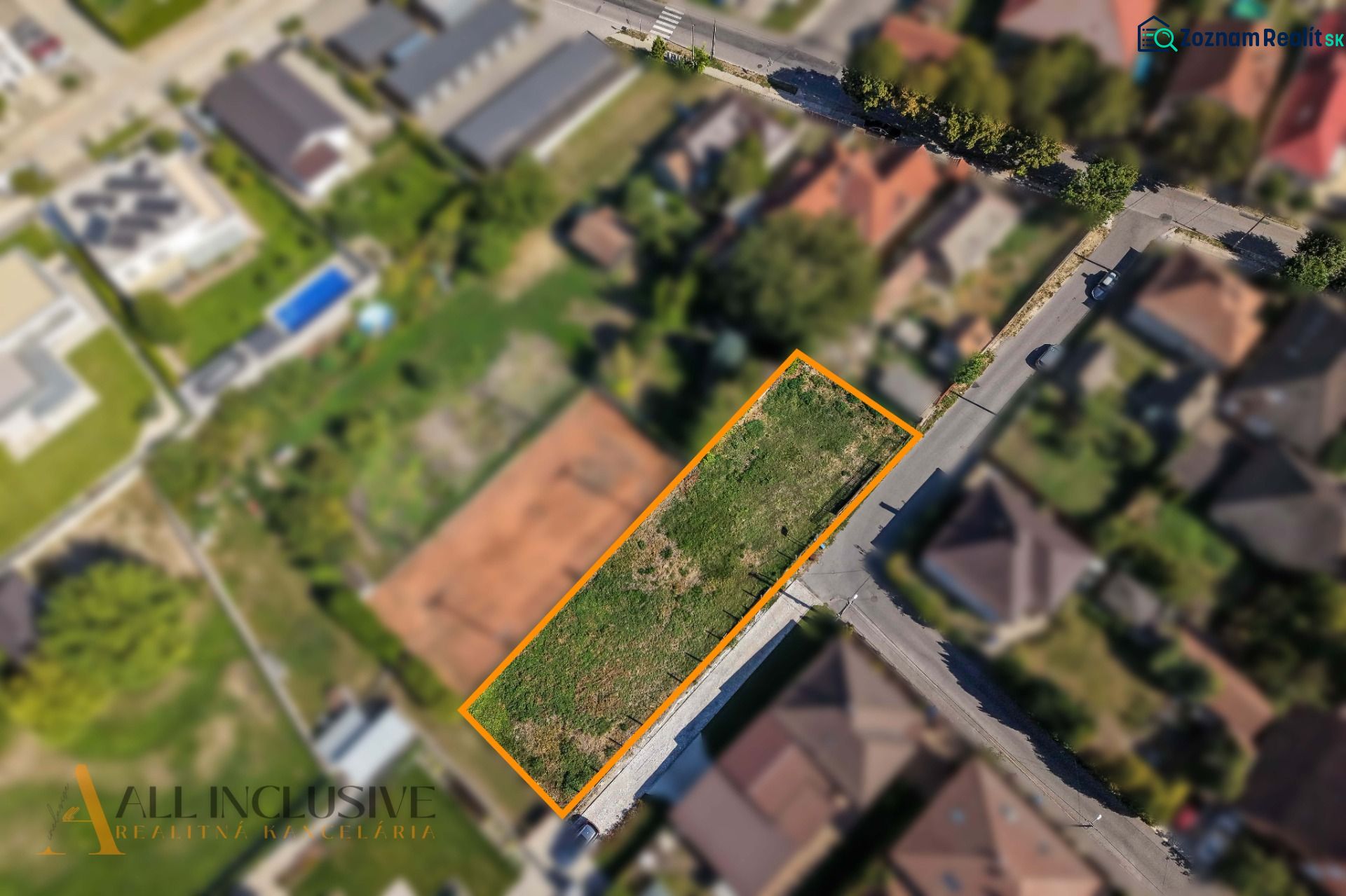 Luftaufnahme eines Baugrundstücks in Malé Blahovo, Dunajská Streda.