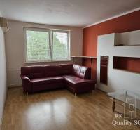 Wohnzimmer mit Ecksofa und Glastisch in einer 2-Zimmer-Wohnung.