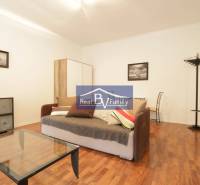 Wohnzimmer mit Sofa, Couchtisch und Dekorationen in einer 2-Zimmer-Wohnung.