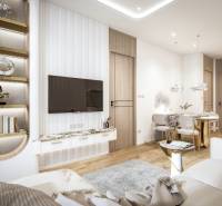 Luxuriöses Interieur einer 3-Zimmer-Wohnung mit dekorativen Elementen und bequemen Möbeln.