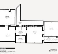 Grundriss eines Einfamilienhauses mit vier Zimmern und zwei Badezimmern. Gesamtfläche 112,5 m².