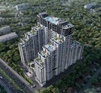 Wohnungsbau in Pattaya, moderner Komplex mit Pools und Grünflächen, umgeben von Natur.