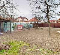 Der Hof des Einfamilienhauses in der Farebna-Straße in Bratislava II mit Bäumen und einem Hühnerstall.