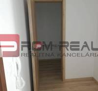 Eine Holztür führt aus einer 2-Zimmer-Wohnung in der Slavomírova-Straße, helle Parkettböden.