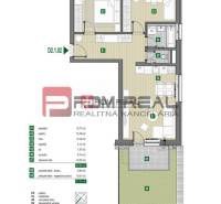 Grundriss einer 3-Zimmer-Wohnung in der Limbašská-Straße enthält Flur, Küche, Badezimmer, Terrasse.