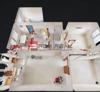 Grundriss einer 4-Zimmer-Wohnung mit Raumaufteilung und weißen Wänden.