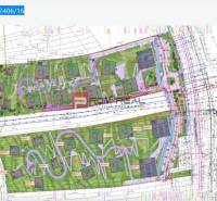Straßenplan mit Gärten, Häusern und Parkplätzen, vorgesehen für Bauzwecke.