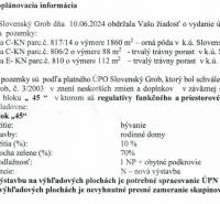 Raumplanungsinformation aus der Gemeinde Slovenský Grob für Grundstücke, die für Wohnzwecke bestimmt sind.