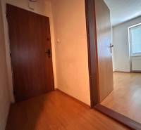 Eingangsflur einer 3-Zimmer-Wohnung mit Holztüren und Blick in das Zimmer.