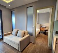 Helles Wohnzimmer in einer 3-Zimmer-Wohnung mit Sofa und Holzboden.