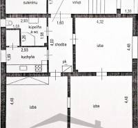 Grundriss einer 3-Zimmer-Wohnung mit Küche, Badezimmer und Zugang zum Keller.