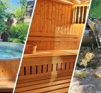 In einem Einfamilienhaus in Donovaly gibt es ein Holzfass, eine Sauna und einen natürlichen Wasserfall.