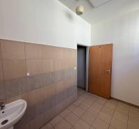Waschbecken, Türen, Licht und Fliesen in Geschäftsräumen.