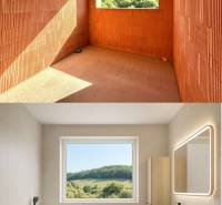 Umbau des Badezimmers in einem Einfamilienhaus mit Blick auf die Natur.