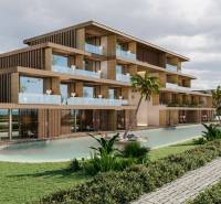 Ein Einfamilienhaus in Nungwi, Nord-Zanzibar, mit stufenartiger Architektur und Palmen am Pool.