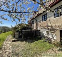 Steinernes Landhaus mit Garten und blühenden Bäumen, ideal für besondere Immobilien.