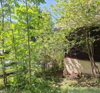 Eine Hütte in Liptovský Mikuláš, umgeben von üppigem Grün und zahlreichen Bäumen.