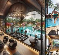 Wohnungsbau: Luxusinterieurs mit Pool, Fitnesscenter, familiäre Atmosphäre und Entspannungszonen.