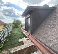 Dachterrasse eines Einfamilienhauses in Hundsheim mit Aussicht und Rasenfläche.