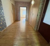 Flur einer 3-Zimmer-Wohnung mit Laminatboden und Blumenklebeband.