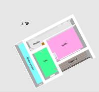 Grundriss im 2. Stock mit Zimmer, Schlafzimmer und Loggia.