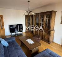 Wohnzimmer mit Holzmöbeln und Sofa in einer 3-Zimmer-Wohnung.