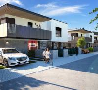 Moderne Reihenhäuser mit Autos und Radfahrern, 3-Zimmer-Wohnung in Dubová.