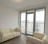 Wohnzimmer mit Ledersofas und großen Fenstern in einer 3-Zimmer-Wohnung.