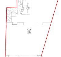 Grundriss von Geschäftsräumen mit Toilette, Fläche 71,80 m², in Bratislava - Altstadt.