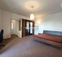 1-Zimmer-Wohnung mit geräumigem Bett und Schrank, Zugang über den Hintereingang.