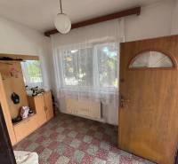 Innenraum eines Einfamilienhauses mit Flur, Eingangstür und Fenster mit weißem Vorhang.
