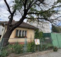 Ein Einfamilienhaus in Ilava mit einem eingezäunten Garten, einem Baum und angrenzenden Gebäuden im Hintergrund.