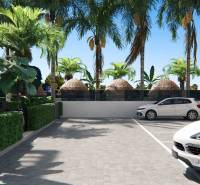 Parkplatz mit Grünflächen und Palmen bei einer Drei-Zimmer-Wohnung in der Santa Rosalia Lake Straße in Torre Pacheco.