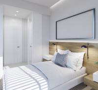 Schlafzimmer in einer 3-Zimmer-Wohnung mit Bett, Nachttischen und Einbauschrank.