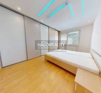 Helles Schlafzimmer in einer 4-Zimmer-Wohnung mit Holzboden und Einbauschrank.