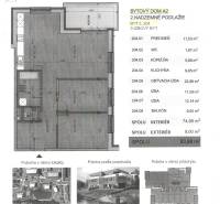 Grundriss einer 3-Zimmer-Wohnung mit einer Fläche von 74,98 m², einem Balkon und der Anordnung der Zimmer.
