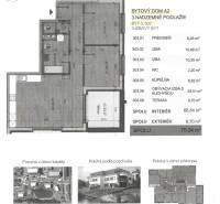 Grundriss einer 3-Zimmer-Wohnung mit Flächenangaben der Räume, einschließlich Küche und Terrasse.