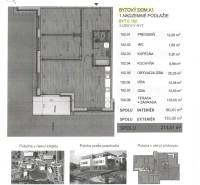 Grundriss einer 3-Zimmer-Wohnung zum Verkauf mit Terrasse und Außenfläche.