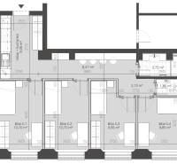 Grundriss einer 4-Zimmer-Wohnung mit vier Zimmern und einer Küche, Gesamtfläche angezeigt.