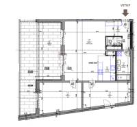 Grundriss einer 3-Zimmer-Wohnung mit Küche, Wohnzimmer und Terrasse.
