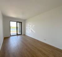 Geräumiges Zimmer in einer 2-Zimmer-Wohnung mit Holzboden und französischem Fenster.