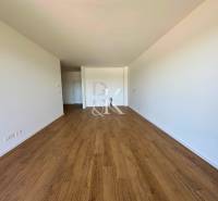 Ein geräumiges Zimmer in einer 2-Zimmer-Wohnung mit Holzboden und weißen Wänden.